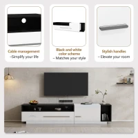 TV Unit with Storage, Waterproof and Scratch- resistant Surface, Up 70in TV Size - White+Black(m-4)