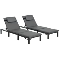 Outsunny Set of Two Reclining Rattan Sun Loungers, with Cushions - Grey(m-10)