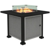 Outsunny 81 x 81cm 50,000 BTU Gas Fire Pit Table - Grey(m-10)