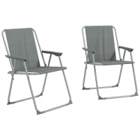 Outsunny Set de 2 scaune pliabile pentru terasa, camping, Gri(m-11)
