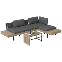 Outsunny Three-Piece 'L' Garden Sofa Set - Grey(m-1)