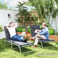 Outsunny Conjunto de 2 Almofadas para Espreguiçadeira Dobráveis 203x66x3 cm com Apoio para a Cabeça e Correias de Sujeição Cinza(m-7)
