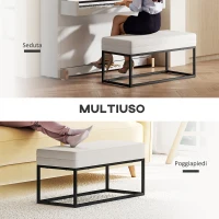 HOMCOM Panca da Ingresso Moderno in Acciaio, Spugna e Tessuto Vellutato con Piedini Regolabili, 94x42x44 cm, Crema(m-6)