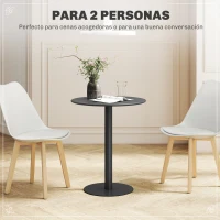 HOMCOM Mesa de Comedor Redonda para 2 Personas Mesa de Cocina de Acero para Interior y Exterior Ø60x72 cm Negro(m-4)
