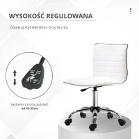 HOMCOM Fotel fryzjerski Krzesło salonowe Krzesło obrotowe Oparcie Z regulacją wysokości Stal PU biały(m-4)