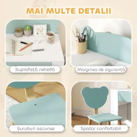 AIYAPLAY Set Birou cu Sertar și Scaun Ursuleț pentru Copii 3-8 Ani Verde(m-6)