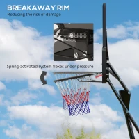 SPORTNOW 245-305cm Adjustable Basketball Hoop and Stand, with Wheels, Black(m-8)
