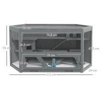 PawHut 3 Tier Wooden Large Hamster Cage with Sliding Tray, Seesaws, Water Bottle, Grey(m-3)