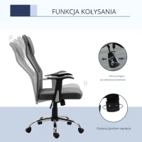 Vinsetto Ergonomiczne krzesło biurowe Biurowe krzesło obrotowe Wygodne i miękkie Szara sztuczna skóra Metalowa podstawa(m-5)
