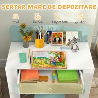 AIYAPLAY Set Birou cu Sertar și Scaun Ursuleț pentru Copii 3-8 Ani Verde(m-5)