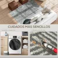 HOMCOM Alfombra Salón 170x120 cm Lavable en Lavadora Pelo Corto Estilo Moderno Tapete para Sala de Estar Dormitorio Gris Oscuro(m-6)