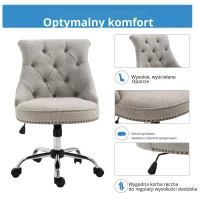 Krzesło obrotowe HOMCOM krzesło tapicerowane krzesło wykonawcze 150 kg ładowność regulowana wysokość(m-5)