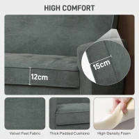 HOMCOM Two-Seater Velvet-Feel Sofa - Grey(m-4)