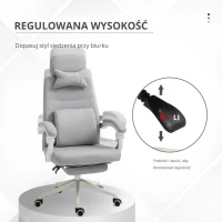 Vinsetto Fotel Biurowy Gamingowy Ergonomiczny Design Poliester, Pianka MDF Tworzywo(m-4)