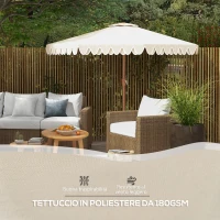 Outsunny Ombrellone da Giardino a Manovella e Inclinabile, Prese d'Aria e 8 Stecche, 2.7x2.4 m, Crema(m-6)