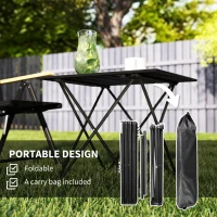 Outsunny Folding Camping Table, Lightweight Metal Picnic Table with Carry Bag, Foldable Table for Outdoor Camping, Picnic, Hiking, BBQ, Fishing, Black(m-4)