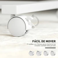 HOMCOM Mesa Auxiliar con Ruedas Altura Ajustable Superficie Inclinable y Marco de Metal 57x40x67,5-101 cm Roble y Blanco(m-5)