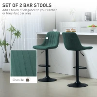 HOMCOM Set of Two Chenille-Feel Tub Bat Stools - Green(m-4)