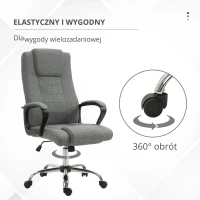 HOMCOM Krzesło biurowe krzesło do komputera z funkcją kołysania z regulacją wysokości sztuczny len(m-6)