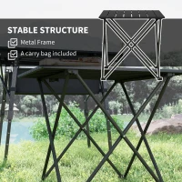 Outsunny Folding Camping Table, Lightweight Metal Picnic Table with Carry Bag, Foldable Table for Outdoor Camping, Picnic, Hiking, BBQ, Fishing, Black(m-5)