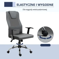 Vinsetto Ergonomiczne krzesło biurowe Biurowe krzesło obrotowe Wygodne i miękkie Szara sztuczna skóra Metalowa podstawa(m-6)