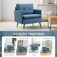 HOMCOM Akzentsessel mit Knopfheftung, Polstersessel, abnehmbare Polster, Schwarz + Gold + Blau(m-6)
