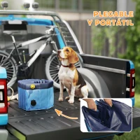 PawHut Piscina para Perros Medianos y Pequeños Plegable con Aspersor de PVC Antideslizante Resistente Ø100x30 cm Azul Claro(m-7)