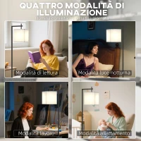 HOMCOM Lampada da Terra con 10 Luminosità e Temperatura del Colore Regolabile, Telecomando e Lampadina 9W, Nero(m-5)