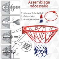 HOMCOM Panier de basket, anneau de basketball avec filet, suspendu mural intérieur et extérieur,  Ø 46 x 46 cm, rouge(m-4)