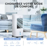 HOMCOM Refroidisseur d'air par évaporation portable 3 en 1 avec oscillation automatique, minuterie 7,5 heures, télécommande(m-5)