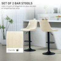 HOMCOM Set of Two Chenille-Feel Tub Bat Stools - Beige(m-4)