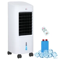 HOMCOM Refroidisseur d'air par évaporation portable 3 en 1 avec oscillation automatique, minuterie 7,5 heures, télécommande(m-10)