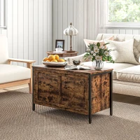 HOMCOM Cassapanca in Legno da 95L Stile Industriale con Coperchio e Cerniera di Sicurezza, 80x40x49cm, Marrone(m-8)