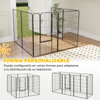 PawHut Parque para Mascotas de 8 Paneles 80x120 cm Corralito para Perros con Puerta y Doble Pestillo Metálicos Negro(m-4)