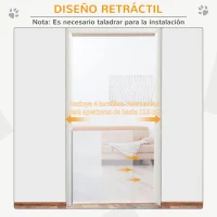 PawHut Puerta para Perros Plegable con Ancho Ajustable 5,5-115 cm Barrera de Seguridad para Perros Retráctil con Asa Blanco(m-5)