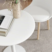 HOMCOM Okrągły stół dla 2 osób, Stal, do wnętrz i na zewnątrz, Biały(m-9)