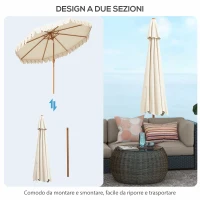 Outsunny Ombrellone da Giardino a Manovella e Inclinabile, Prese d'Aria e 8 Stecche, 2.7x2.4 m, Crema(m-8)