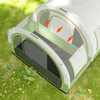 Outsunny 3000mm Waterproof Camping Tent, 5-6 Man Family Tent with Living and Bedroom, Carry Bag Included, Cream and Green(m-9)
