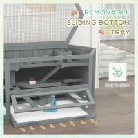 PawHut 3 Tier Wooden Large Hamster Cage with Sliding Tray, Seesaws, Water Bottle, Grey(m-7)