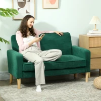 HOMCOM Two-Seater Velvet-Feel Sofa - Green(m-2)