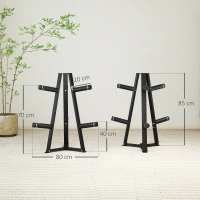SPORTNOW Weight Tree Weight Rack for 5cm Weight Plates and Barbell Bar with 6 Fasten Clamps, 300kg Capacity(m-3)