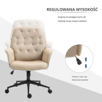 HOMCOM Krzesło biurowe krzesło do biurka z regulacją wysokości domowe biuro pianka kolor beżowy(m-5)