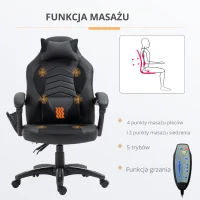 HOMCOM krzesło biurowe krzesło obrotowe, fotel do masażu, z funkcją masażu, z funkcją ogrzewania(m-4)