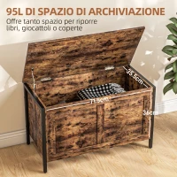 HOMCOM Cassapanca in Legno da 95L Stile Industriale con Coperchio e Cerniera di Sicurezza, 80x40x49cm, Marrone(m-4)