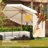 Outsunny Umbrelă de Grădină cu Deschidere cu Manivelă, Fald Dublu şi Înclinabil, 2.7x2.4 m, Alb Crem(m-4)
