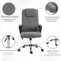 HOMCOM Krzesło biurowe krzesło do komputera z funkcją kołysania z regulacją wysokości sztuczny len(m-7)