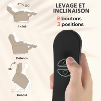 HOMCOM Fauteuil releveur électrique massage et chauffage avec repose-pied, dossier inclinable, télécommande et poche latérale(m-4)