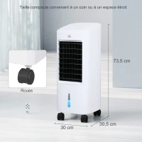 HOMCOM Refroidisseur d'air par évaporation portable 3 en 1 avec oscillation automatique, minuterie 7,5 heures, télécommande(m-3)