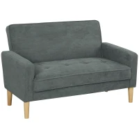 HOMCOM Two-Seater Velvet-Feel Sofa - Grey(m-1)