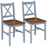 HOMCOM Dining Chairs Set of 2, Pine Wood Kitchen Chairs with Cross Back, Solid Structure for Living Room and Dining Room, Grey(m-1)